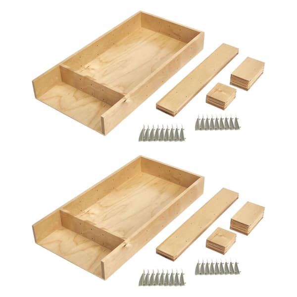 Rev-A-Shelf 2.5 in. H x 9.88 in. W x 19.13 in. D Wooden Customizable Drop In Cutlery Drawer Organizer (2-Pack)