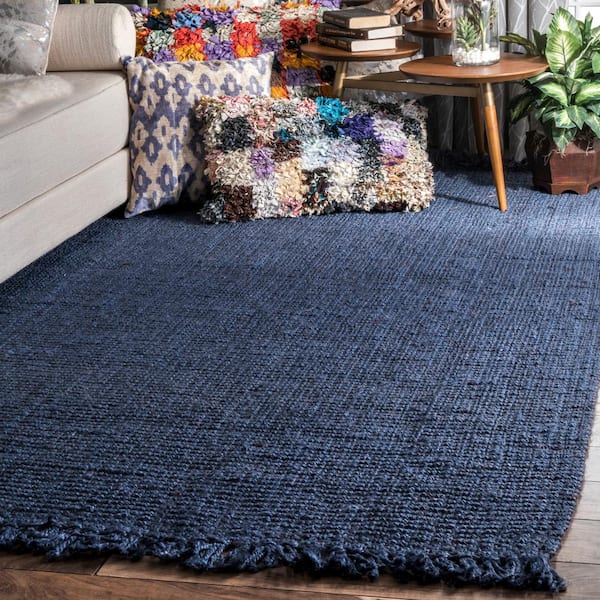 Natura Chunky Loop Jute Navy Blue Doormat 3 ft. x 5 ft. Area Rug