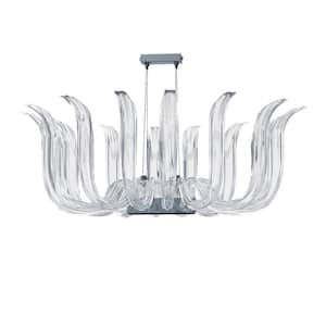Cisne 12-Light Polished Nickel Distinctive Pendant with Clear Czech Crystal Shades