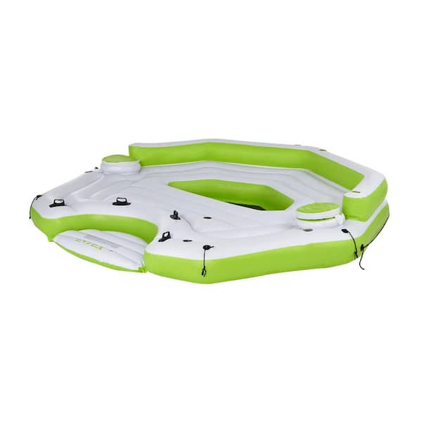 Intex Multi-color Vinyl Octogon Inflatable 6-Person Key Largo Party Island  Pool Float with Built-In Coolers 56291CA - The Home Depot