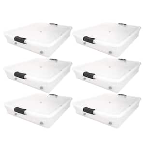 56 qt. Full/Queen Underbed Clear Plastic Latching Storage Container, 6-Pack