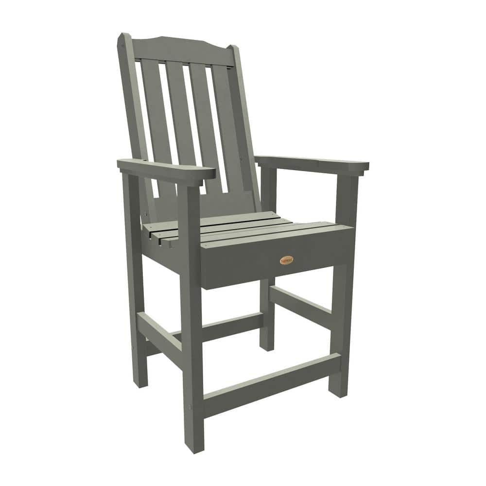 Highwood Lehigh Coastal Teak Counter-Height Recycled Plastic Outdoor Dining Arm Chair -  AD-CHCL2-CGE