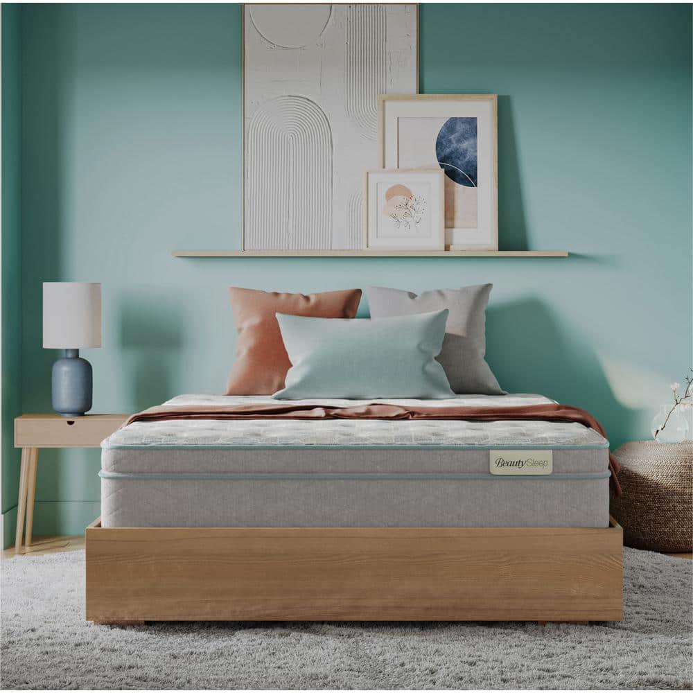 Queen Ultra Plush Gray Pillow Top Mattress Set with Gel Memory Foam