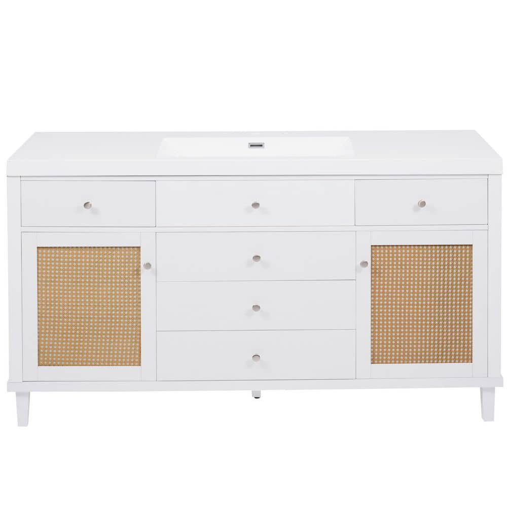 60 in. Single Sink Freestanding White Bath Vanity with White Cast Polymers Top price history on PriceWatchPro