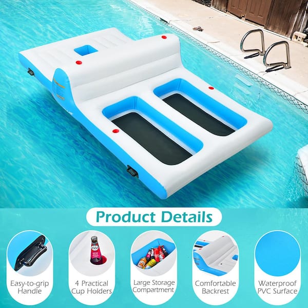 Floating 4-Person Inflatable Lounge Raft with 130W Electric Air