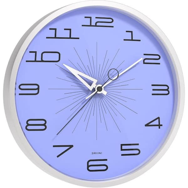Unbranded 12 in. Blue Analog Metal Lighted Wall Clock for Living Room, Kitchen, or Bathroom