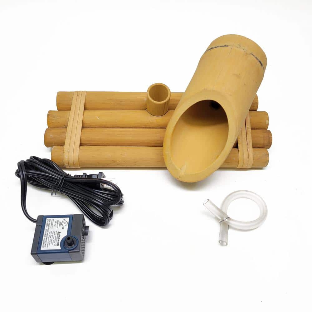 18" Natural Bamboo Fountain with Plant Holder and Pump