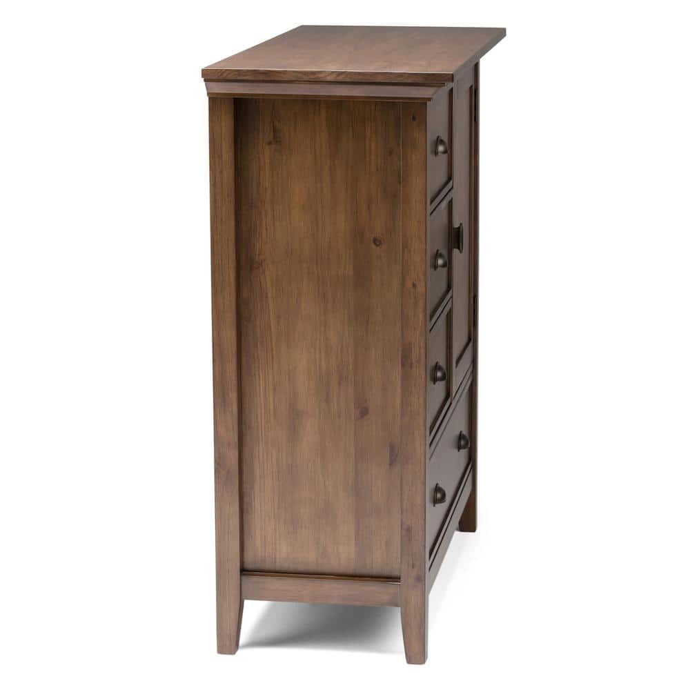 Rustic Natural Aged Brown Solid Hardwood Storage Cabinet