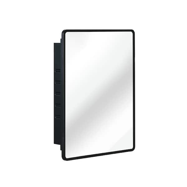 Black 24 in W x 30 in. H Farmhose Rectangle Iron Framed Mirror Wall Mirror Vanity Mirror