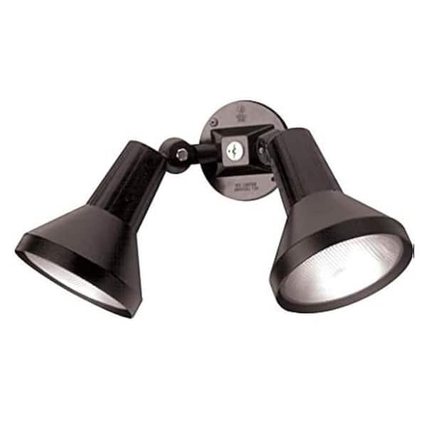 15" Outdoor Security Flood Light 2 Head with Heavy Duty Cast Aluminum Body 150W PAR38 Weather Proof Black Finish