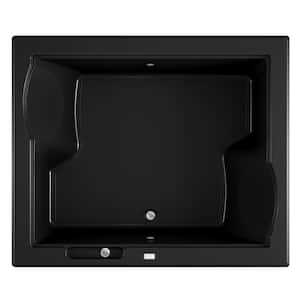 Fuzion 71.75 in. W. x 59.75 in. Rectangular Soaking Bathtub with Center Drain in Black