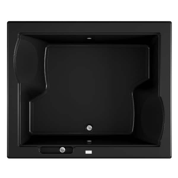 JACUZZI Fuzion 71.75 in. W. x 59.75 in. Rectangular Soaking Bathtub with Center Drain in Black