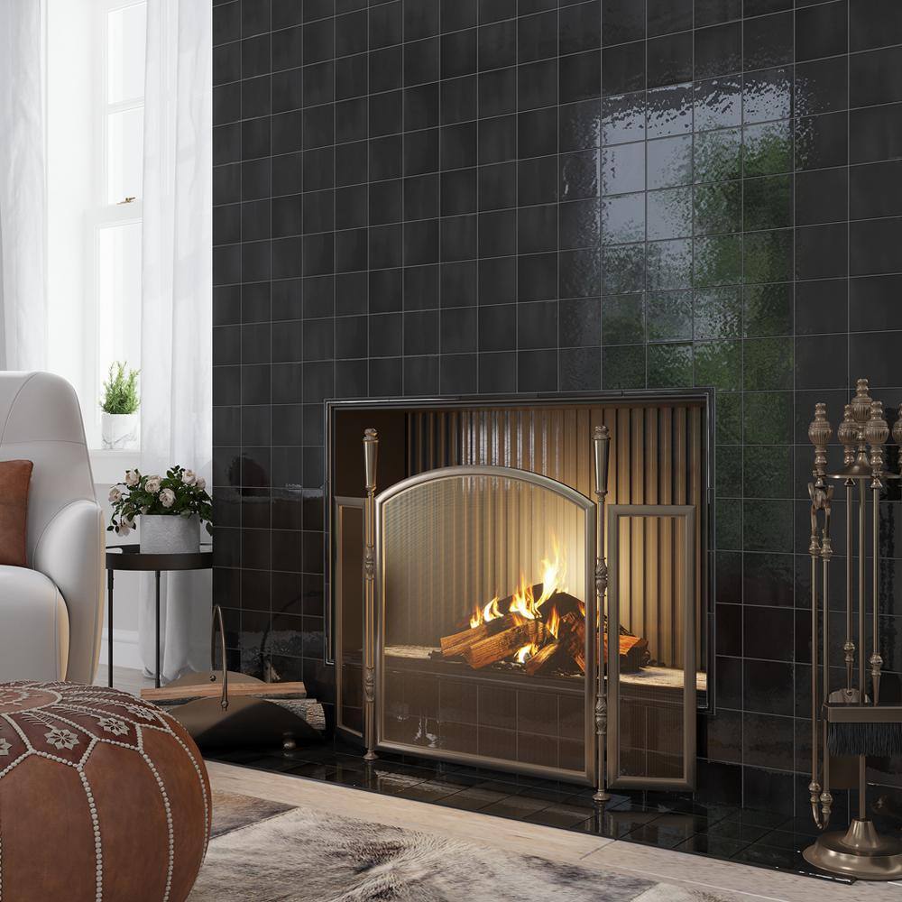 Silken Glossy Black Ceramic Square Wall and Floor Tile