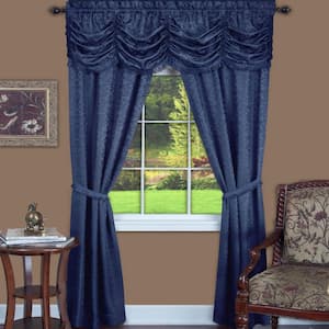 Panache 55 in. W x 63 in. L Polyester Light Filtering 5 Piece Window Curtain Set in Navy