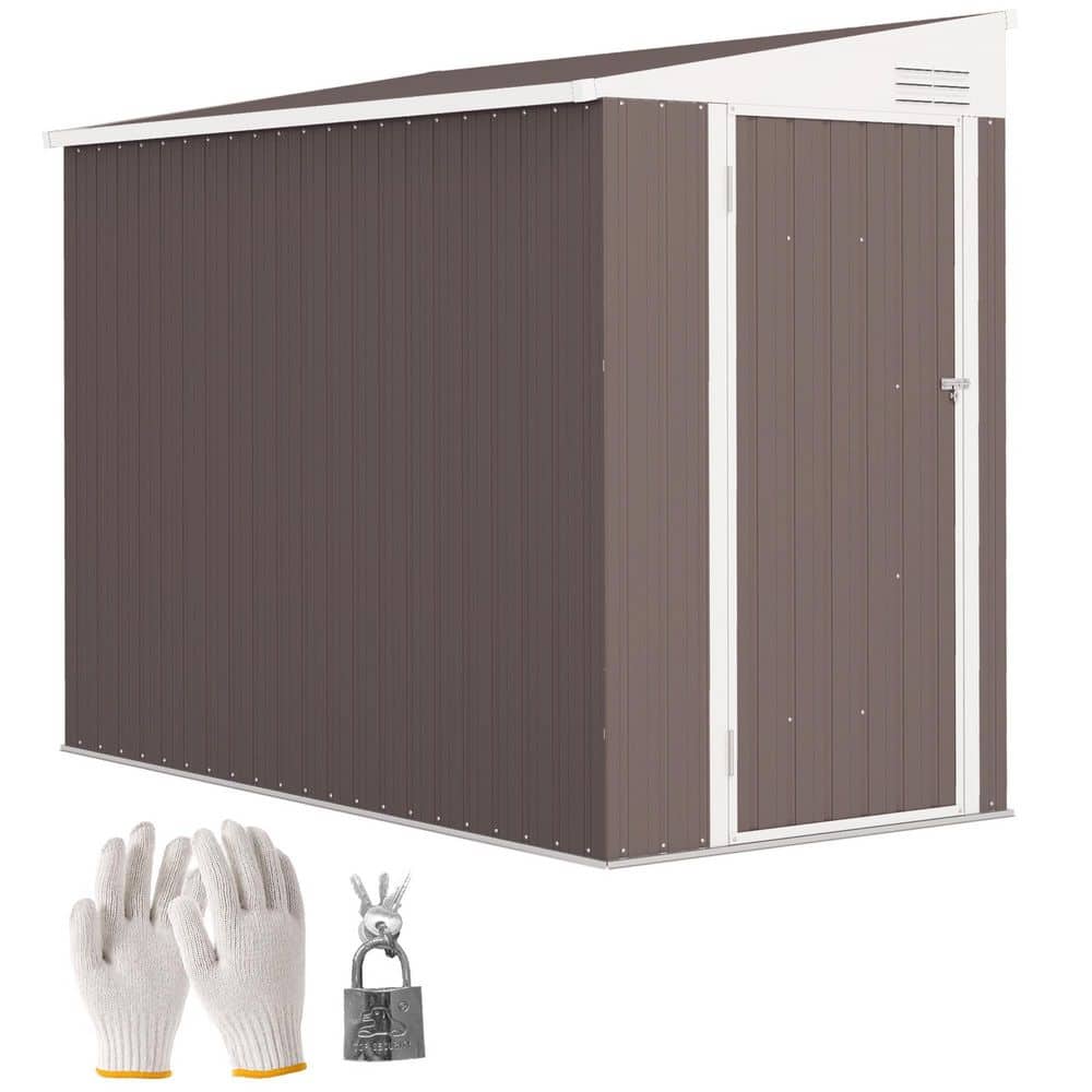 4 ft. W x 7.7 ft. D Steel Garden Storage Shed Metal Tool House with Lock an