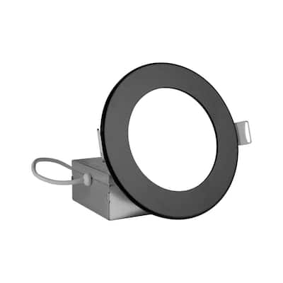 REL 4 in. Round 5000K Remodel IC-Rated Recessed Integrated LED Edge Lit Downlight Kit, Black