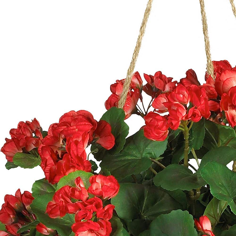 Lush Silk Geranium 18" Potted Arrangement in Wicker Planter