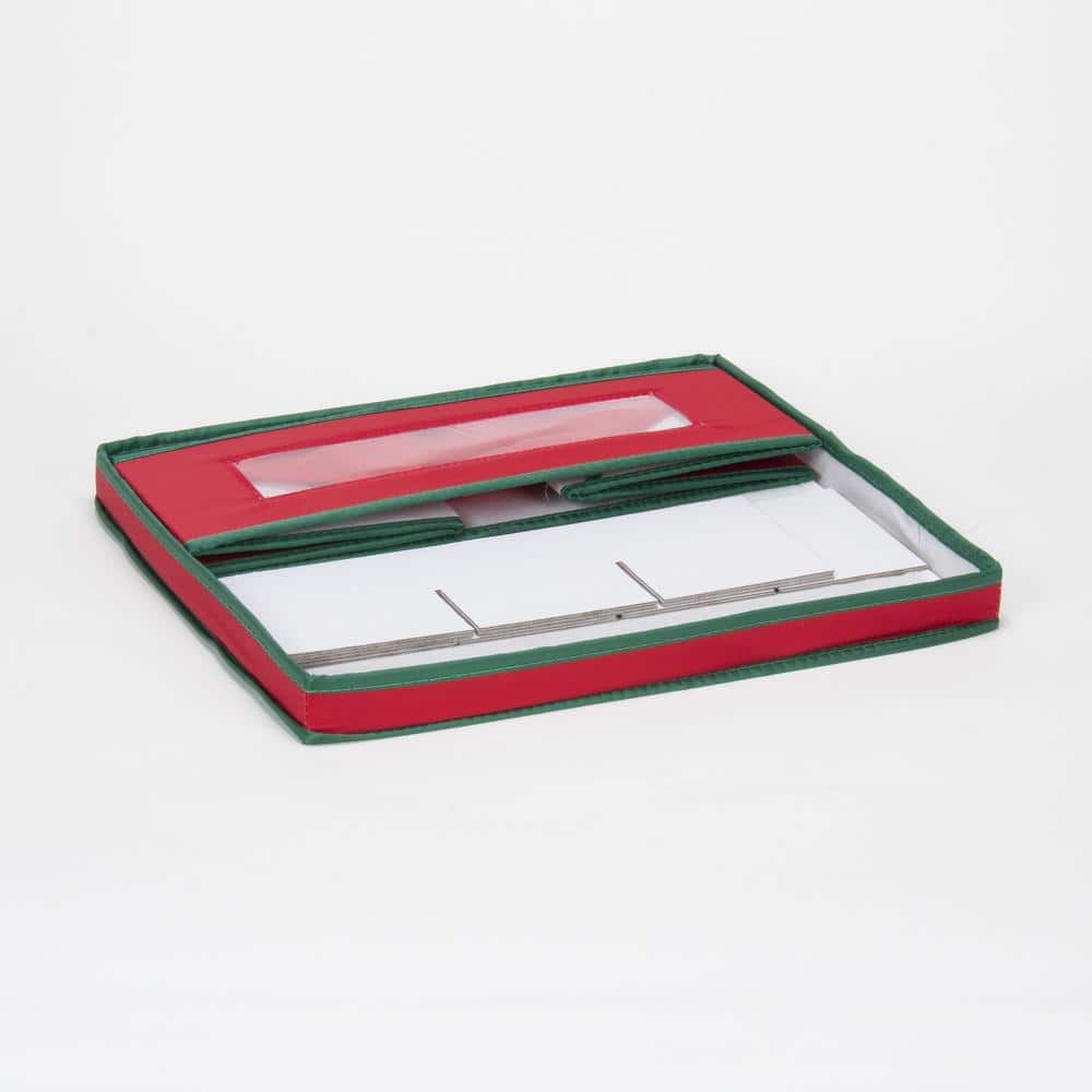 Red and Green Fabric Collapsible Christmas Cup Storage Box