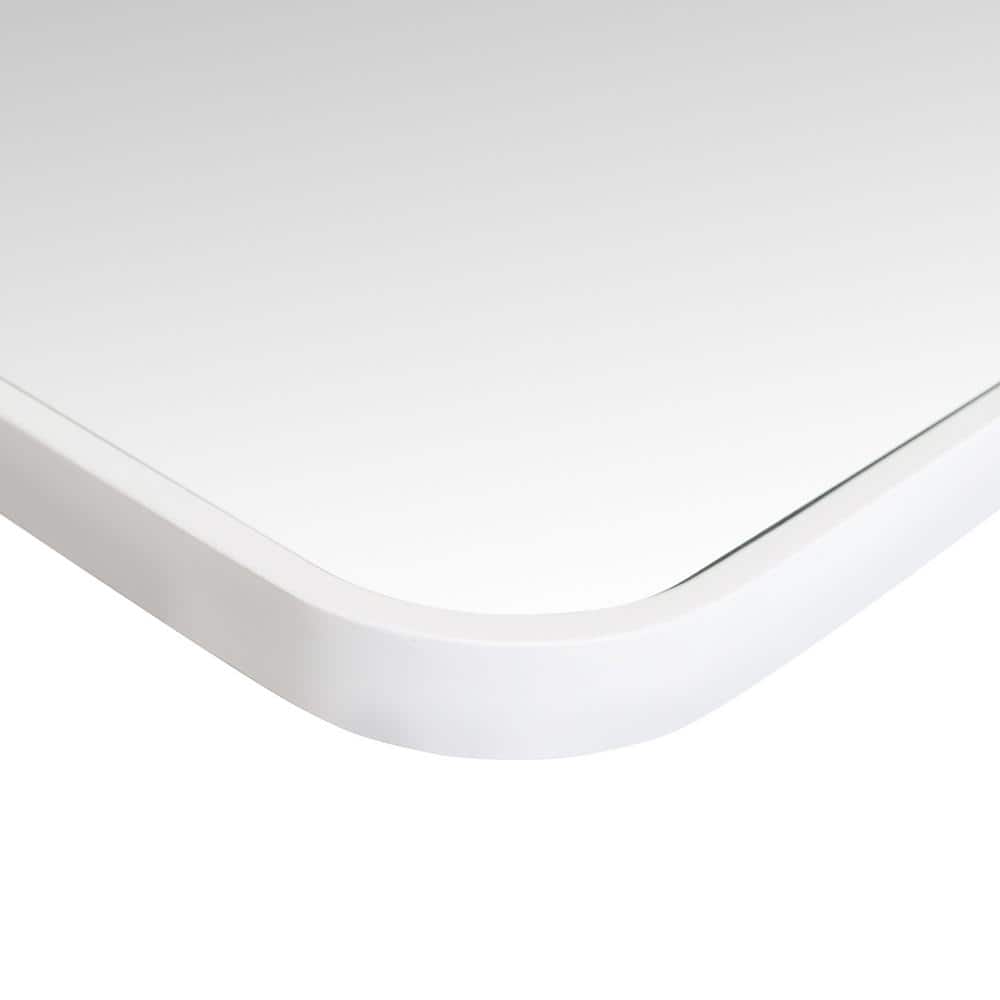 Trinity 40" x 22" White Stainless Steel Rectangular Mirror