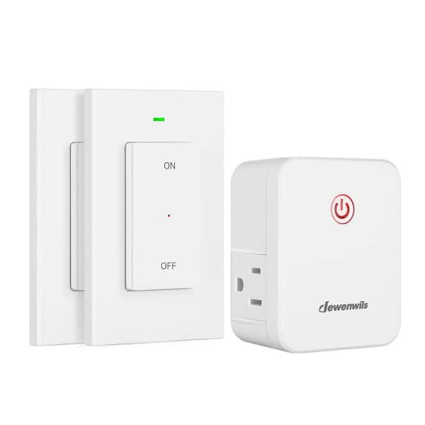 DEWENWILS Indoor Remote Control Outlet, 2 Wireless Wall Light Switch with 2 Side Outlets