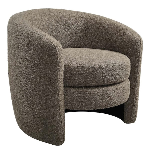 MODWAY Affinity Upholstered Boucle Fabric Curved Back Armchair in Pebble