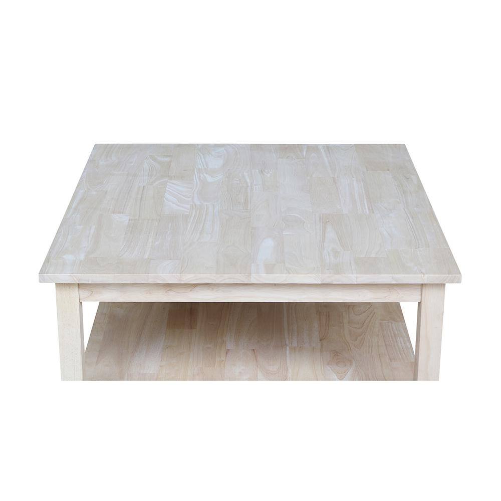 Solano Unfinished Parawood 35" Square Coffee Table