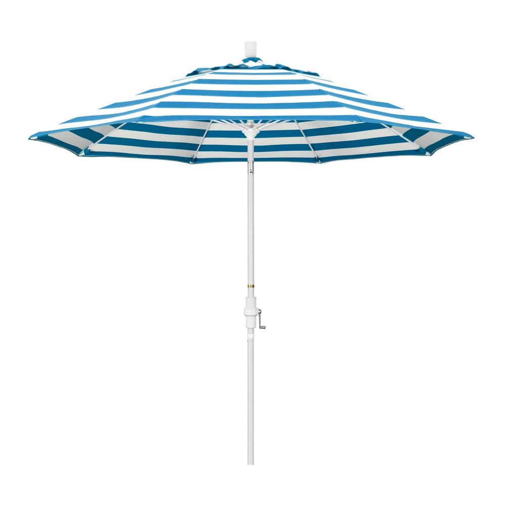 California Umbrella 9 ft. Matted White Aluminum Collar Tilt Crank Lift ...