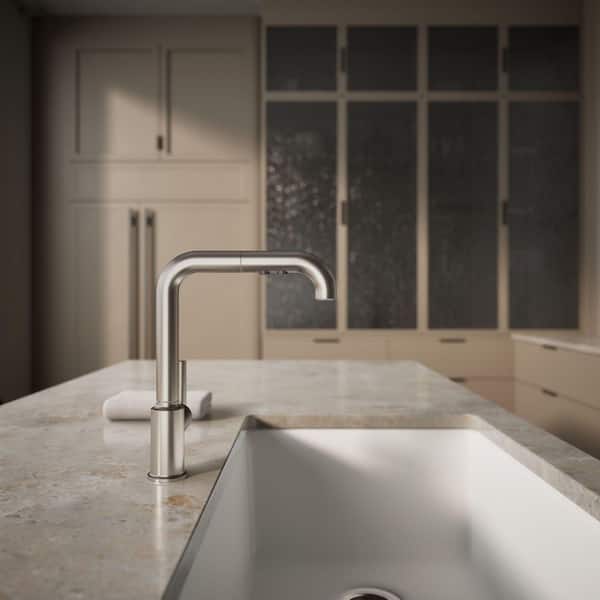 KOHLER Purist Single-Handle Pull-Out Sprayer Kitchen Faucet In