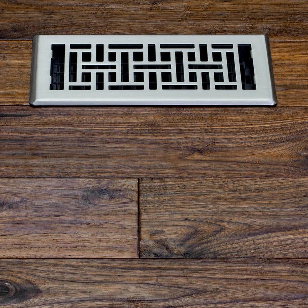 Brushed Nickel 2" x 12" Oriental Design Floor Register