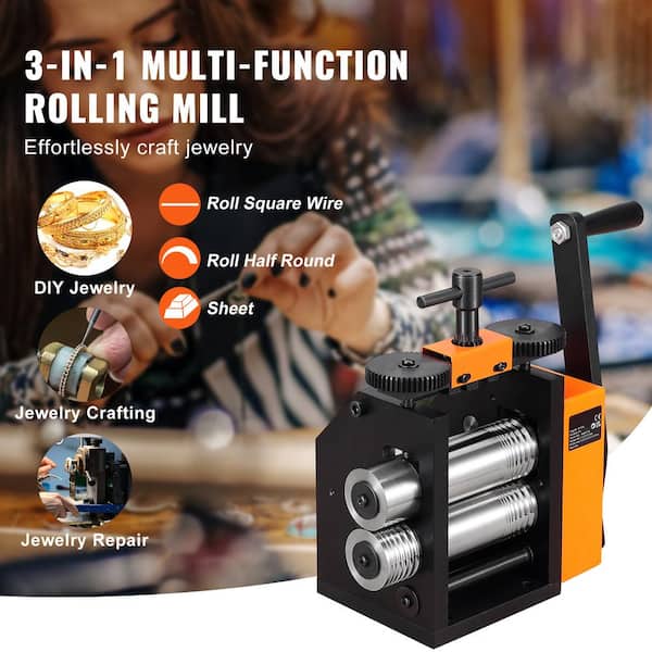 Rolling Mill, 3 in. (76 mm) Jewelry Rolling Mill Machine, 1:2 Gear Ratio 3 in. 1 Multifunction, Press Thickness 0.1-7 mm