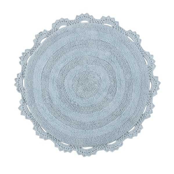 MH LONDON Winchester Crochet Border Arctic (3 ft. Round) Cotton Bath Mat