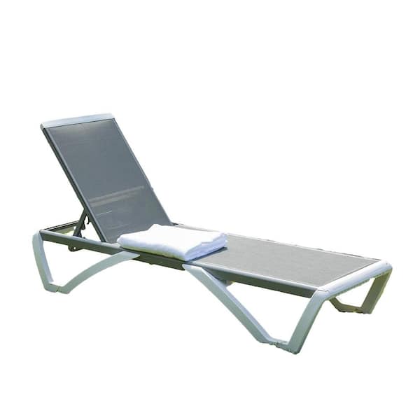 Flynama Adjustable Chaise Lounge Aluminum Outdoor Patio Lounge Chair for Patio, Pool, Beach, Yard in Grey (Set of 1)