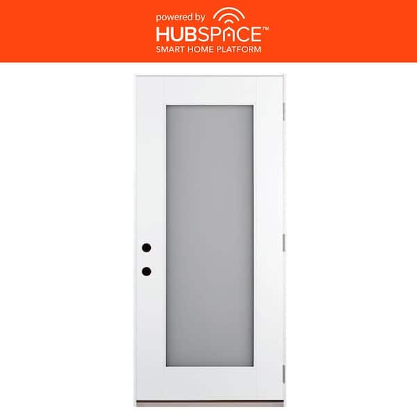 Feather River Doors Smart Glass 36 in. x 80 in. Left Hand Outswing Impact 1-Lite Smooth Unfinished Fiberglass Prehung Front Door
