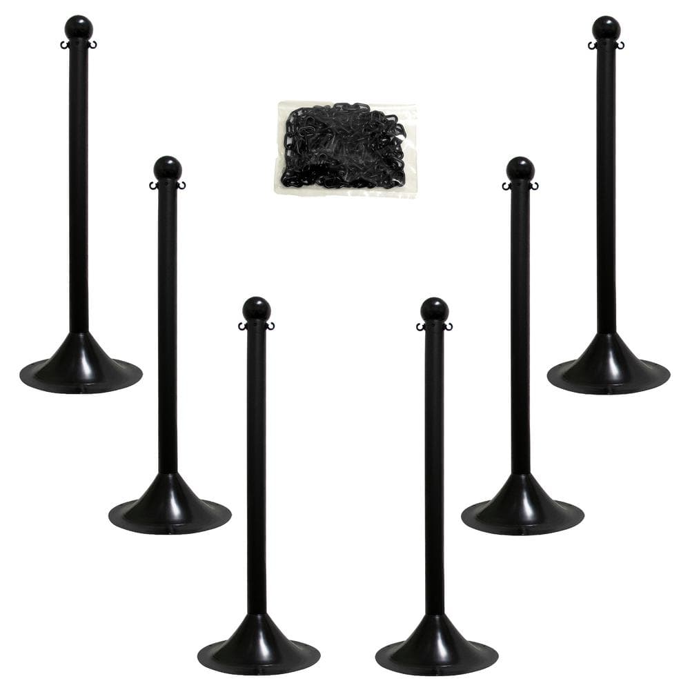 Mr. Chain 2 in. Light Duty Stanchion and Chain Kit in Black