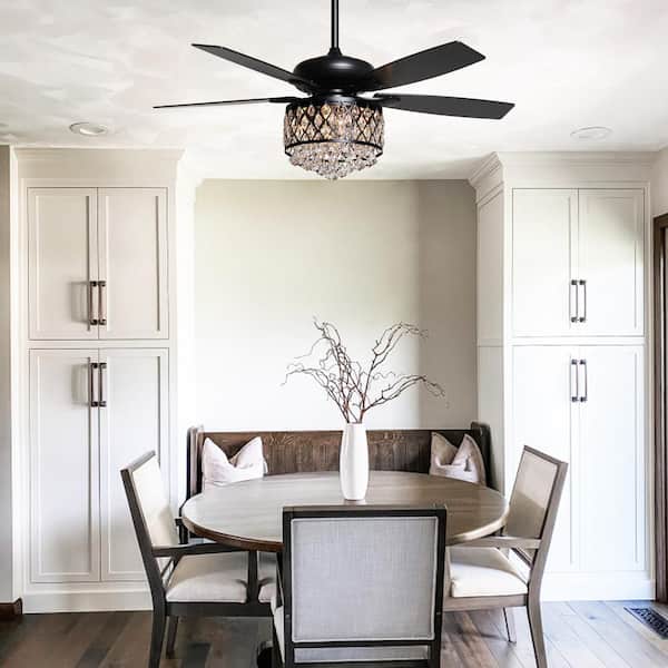 Parrot Uncle Berkshire 52 in. Crystal Downrod Mount Black Ceiling