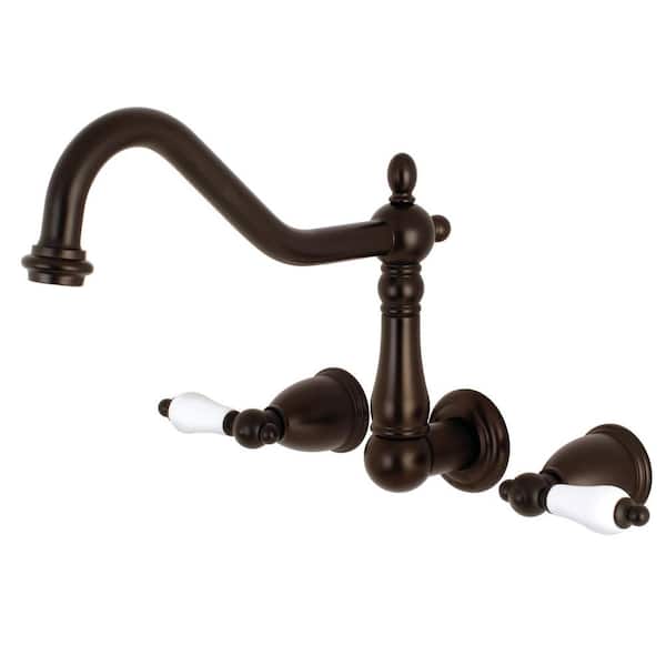 Kingston Brass Heritage 2-Handle Wall Mount Roman Tub Faucet in Oil Rubbed Bronze