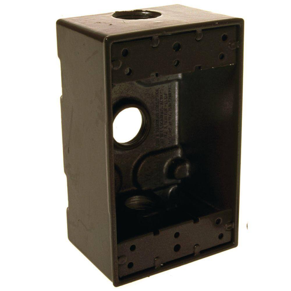 BELL 1-Gang Weatherproof Box, Three 1/2 In. Threaded Outlets, Bronze ...