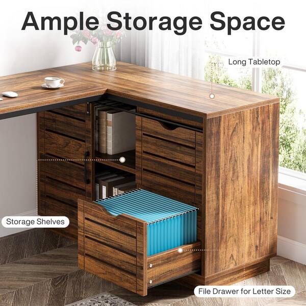 Have a question about BYBLIGHT 55 in. L-Shaped Brown Wood Computer