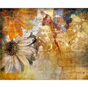 White Orange Flowers Painting Abstract Floral Non-Woven Wall Mural