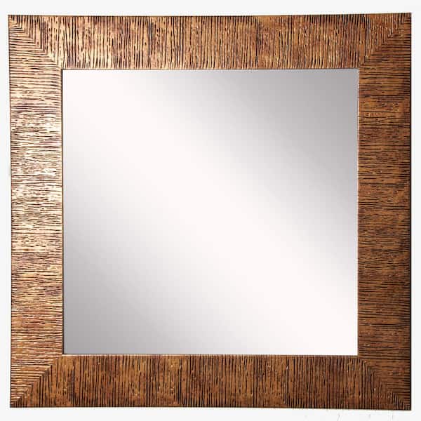 Unbranded 12 in. W x 12 in. H Framed Square Bathroom Vanity Mirror in Bronze