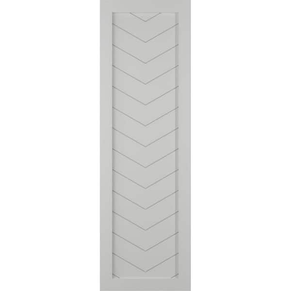 Ekena Millwork 12 in. x 76 in. PVC Single Panel Chevron Modern Style Fixed Mount Board and Batten Shutters, Hailstorm Gray Per Pair