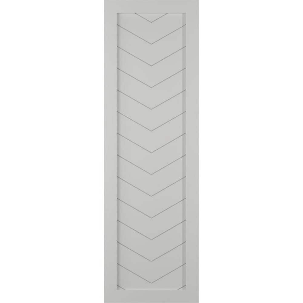 18 in. x 52 in. PVC Single Panel Chevron Modern Style Fixed Mount Board and Batten Shutters, Hailstorm Gray (Per Pair) price history on PriceWatchPro