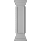 End 48 in. x 12 in. White Box Newel Post with Panel, Flat Capital and Base Trim (Installation Kit Included)