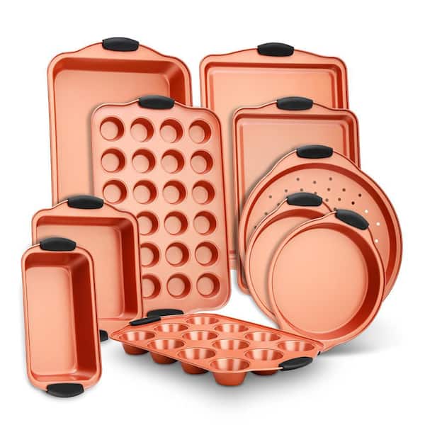 9 Piece Carbon Steel Nonstick Cookware Set in Copper