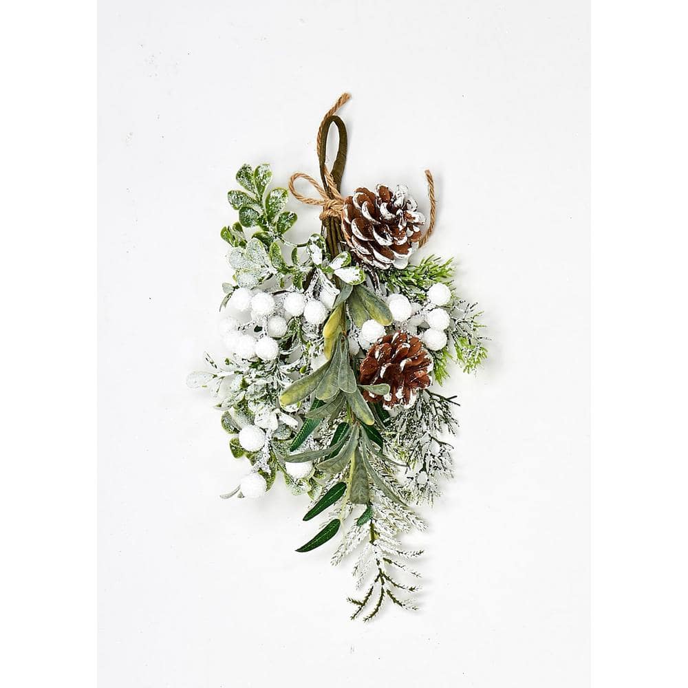 12 in. Pine Cone Berry and Mistletoe Mini Artificial Christmas Swag