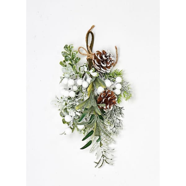 12 in. Pine Cone Berry and Mistletoe Mini Artificial Christmas Swag