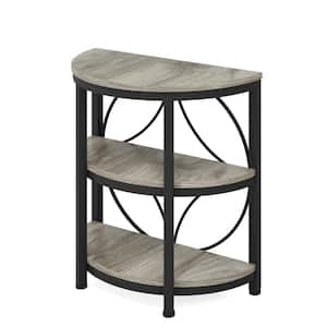 Andrea 23.62 in. Gray Semicircle Wood End Table with Metal Frame, Narrow Sofa Side Table with Storage for Small Space