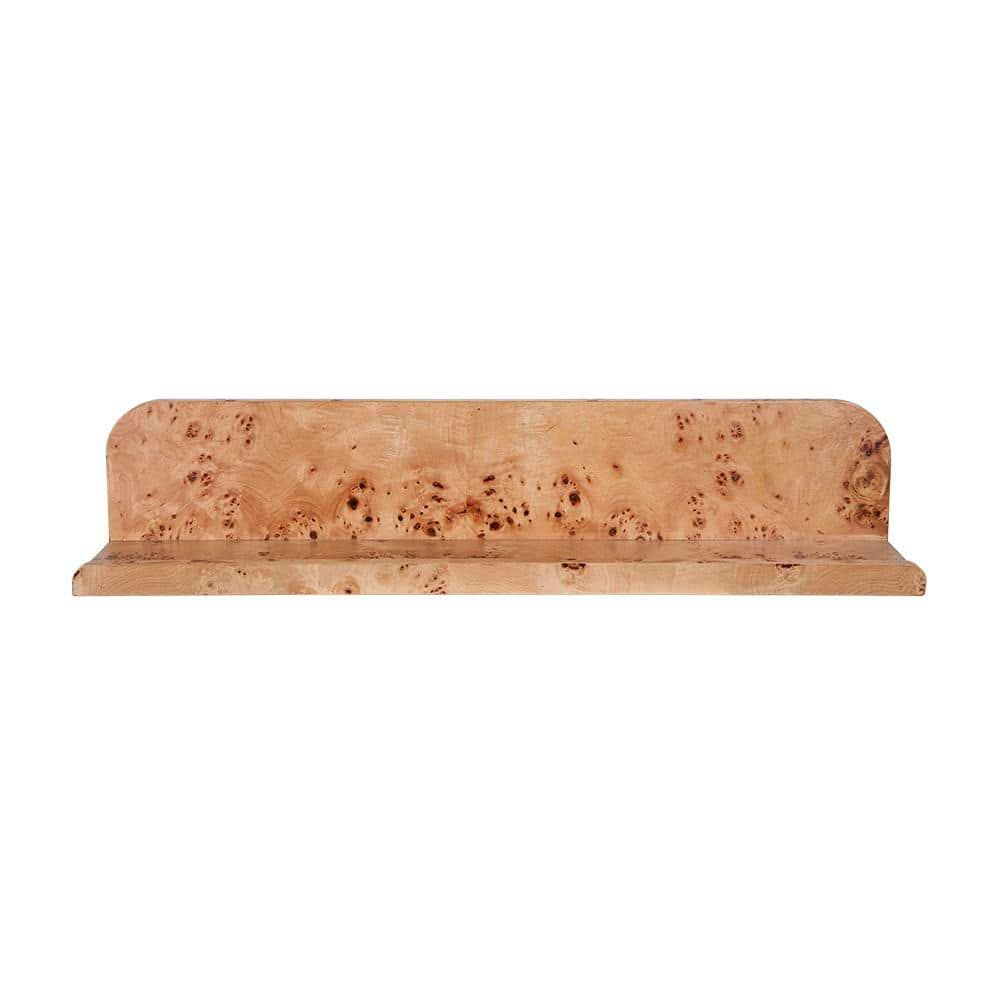 23.6 in. W x 4.7 in. H Brown Burl Wood Floating Decorative Wall Shelf Displ