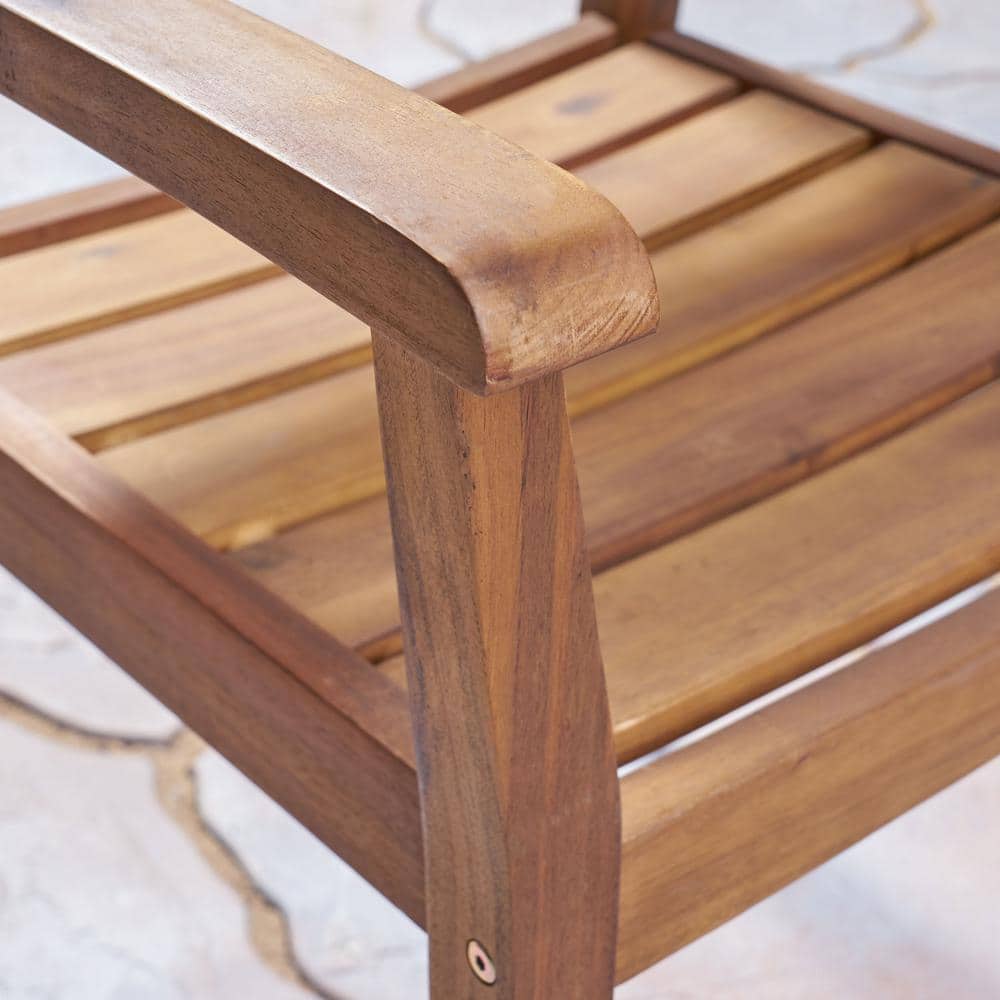 Teak Brown Acacia Wood 5-Piece Outdoor Dining Set for 4