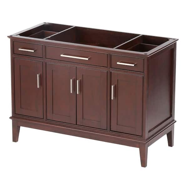 Wyndham Collection Hatton 47 in. Vanity Cabinet Only in Dark Chestnut